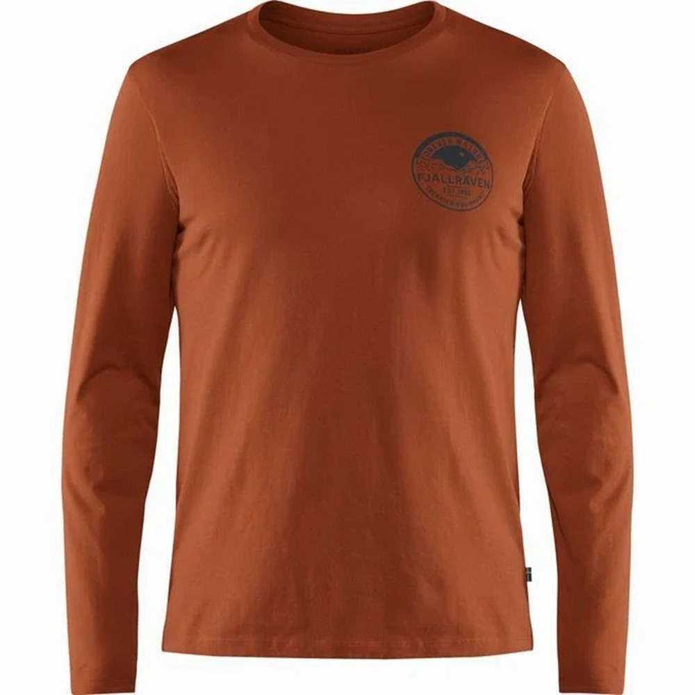 Fjällräven Forever Nature Badge T-shirt Herr Gula | 48976-GWMZ